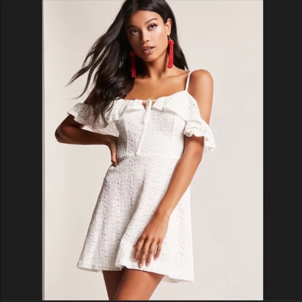 White Lace Crochet Off Shoulder Dress Forever 21